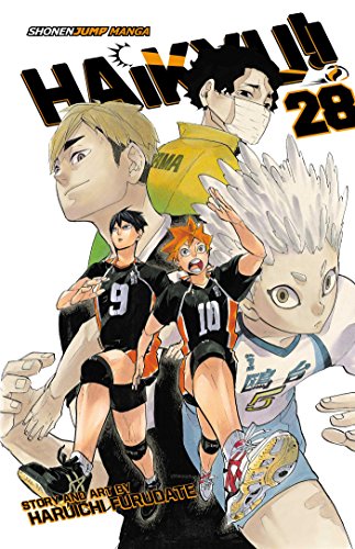 Haikyu!! manga volume 28 cover featuring several volleyball players in action.