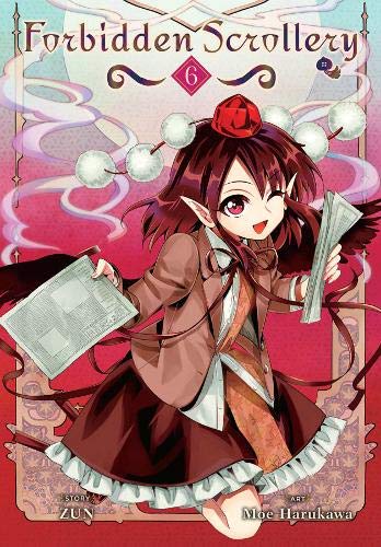 Book cover: Anime girl with papers, ornate red and gold frame.