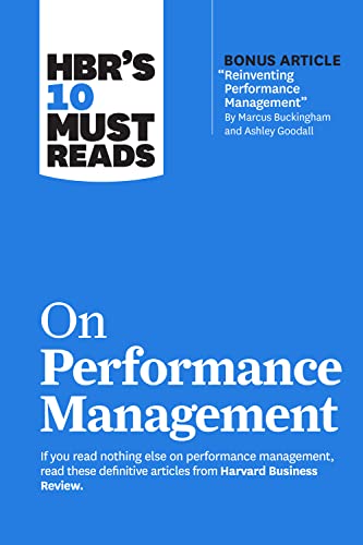 Blue book cover with white text: "HBR’s 10 Must Reads on Performance Management.