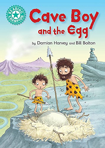 Book cover: two cave boys with a large egg in a nest.