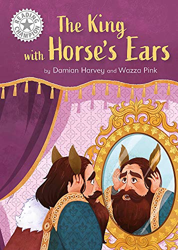 Book cover: a king with horse ears looking in a mirror.