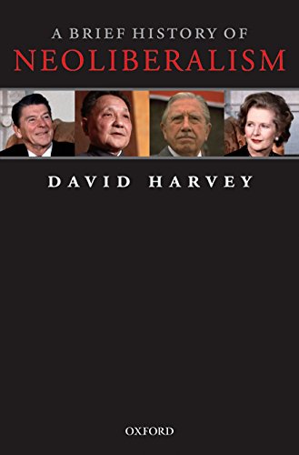 Book cover: “A Brief History of Neoliberalism” by David Harvey, with portraits.