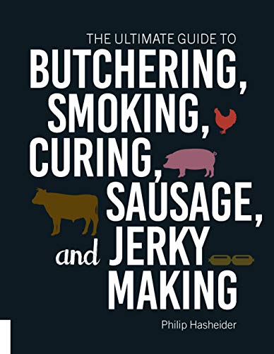 Book cover with text listing meat processing techniques and animal illustrations.