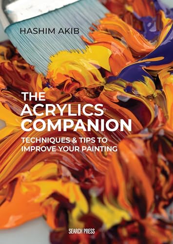 Book cover showing a paintbrush blending vibrant orange, yellow, and purple acrylic paint.