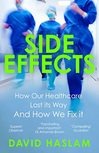 Book cover: "Side Effects" with blurred medical staff in blue scrubs.