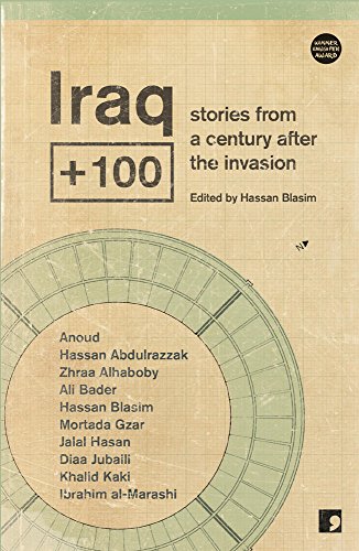 Book cover for "Iraq+100" with green textured background and circular design.