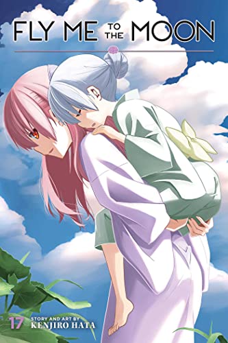 Manga cover: two young women embracing against a cloudy sky.