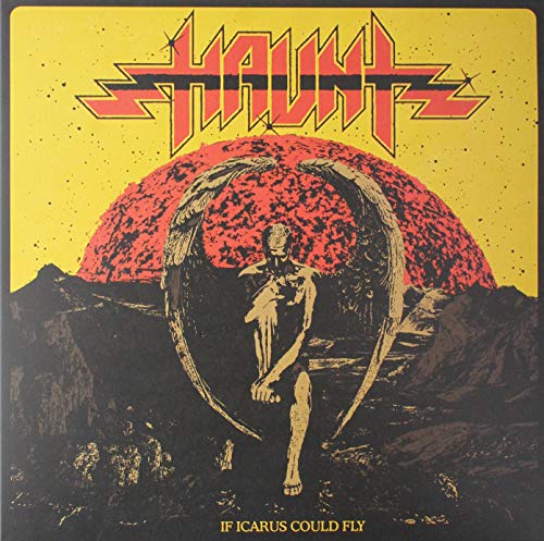 Album cover: winged figure silhouetted against a red sun and mountains.