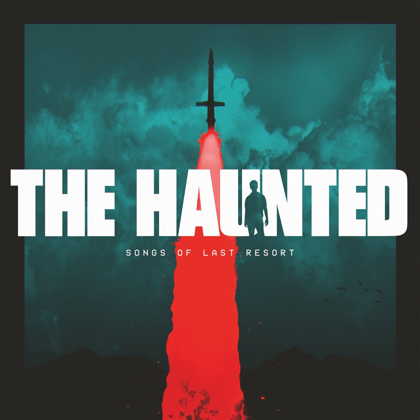 CD cover for The Haunted’s “Songs Of Last Resort” with red and teal imagery.