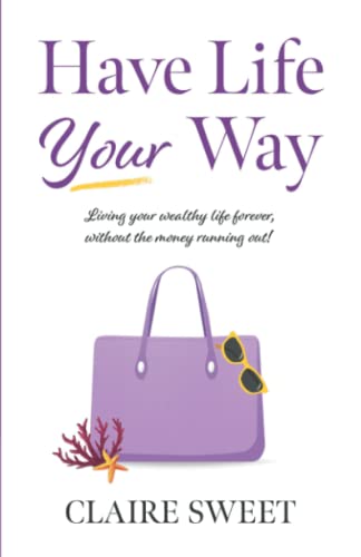 Book cover with purple text, handbag, sunglasses, and coral illustration.