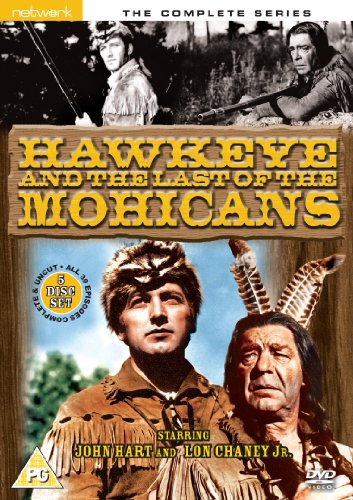 DVD cover featuring actors in frontier attire for "Hawkeye And The Last Of The Mohicans".