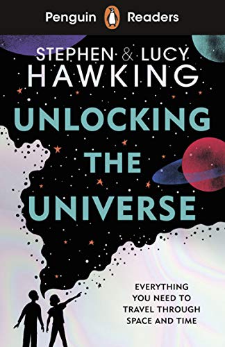 Book cover: “Unlocking the Universe” by Stephen & Lucy Hawking, with planets.