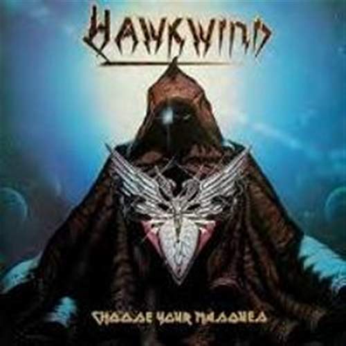 Album cover featuring a hooded figure with a winged emblem against a blue background.