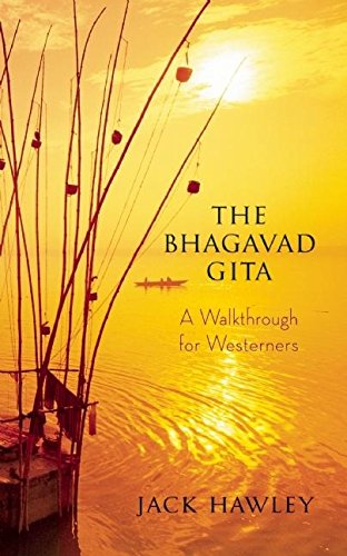 Book cover: "The Bhagavad Gita" with sunset and dock imagery.