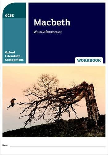 Macbeth" workbook cover with a dark, moody landscape and a raven.