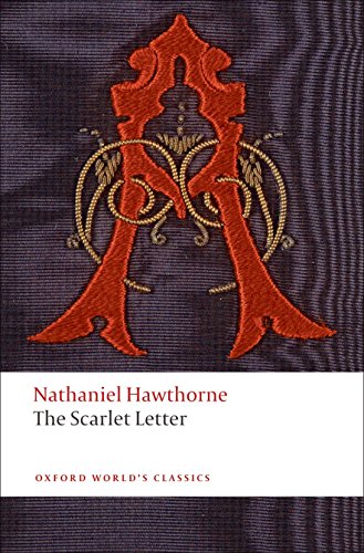 Book cover showing an embroidered red letter A on a dark fabric background.