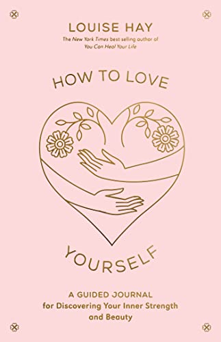 Pink journal cover with gold heart illustration of hands and flowers.