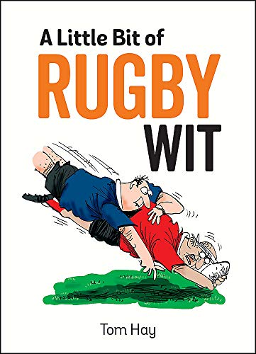 Book cover with cartoon of two rugby players tackling each other.