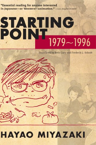 BookS Book cover for Starting Point 1979-1996 by Hayao Miyazaki with various character sketches.