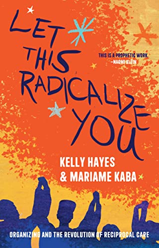 Book cover with orange background, dark blue text, and silhouettes of people raising hands.
