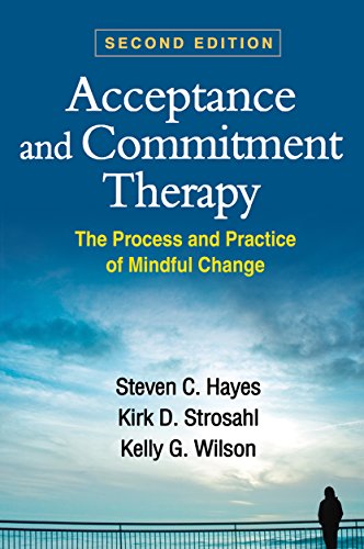 Book cover of Acceptance and Commitment Therapy against a blue sky and ocean background.