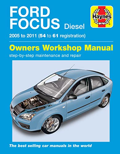Haynes repair manual cover for a blue Ford Focus Diesel (2005-2011).