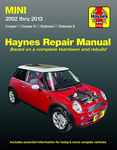Red MINI Cooper repair manual cover, 2002-2013, Haynes publishing.