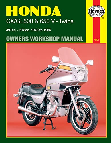 Haynes repair manual cover featuring a silver Honda CX motorcycle.