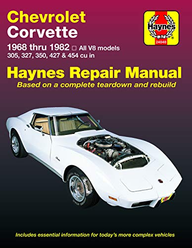 Haynes repair manual cover featuring a white 1968-1982 Chevrolet Corvette.