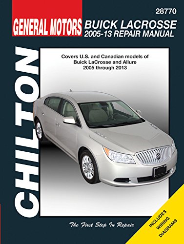 Chilton repair manual cover for 2005-2013 Buick LaCrosse featuring a silver sedan.