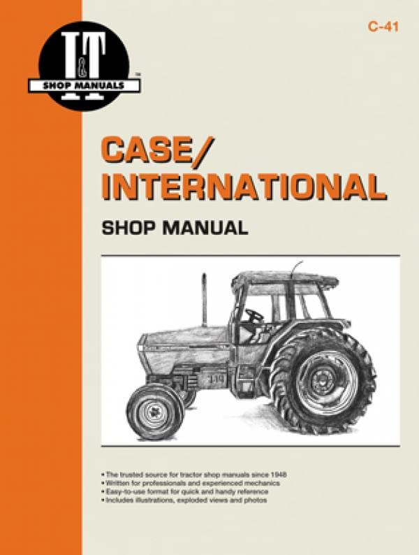 Cover of a Case/International tractor shop manual with a sketched tractor.