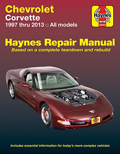 Red Chevrolet Corvette repair manual cover with open hood showing engine.