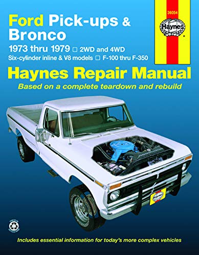 Haynes repair manual cover featuring a white 1970s Ford pickup truck.