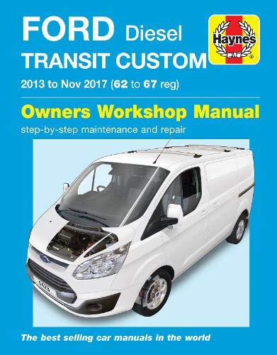 Haynes manual cover for a white Ford Transit Custom diesel van.
