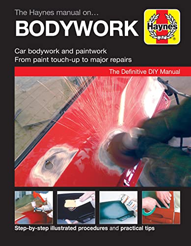 Haynes manual cover showing car bodywork repair with sanding and painting.