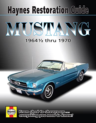 Haynes Mustang restoration guide cover, featuring a blue 1965 convertible.