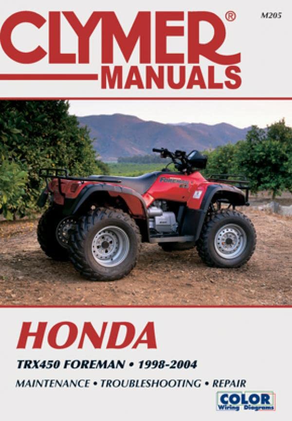 Clymer repair manual cover featuring a red Honda TRX450 Foreman ATV.