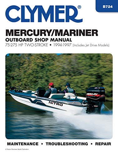 Clymer repair manual cover for Mercury/Mariner outboard motors, 1994-1997.