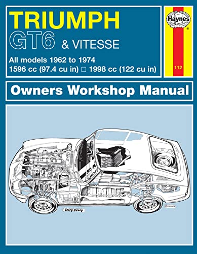 Haynes workshop manual cover for Triumph GT6 & Vitesse cars, with cutaway illustration.