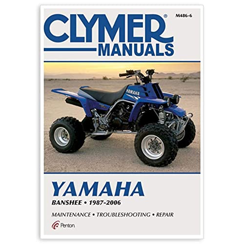 Clymer manual cover featuring a blue Yamaha Banshee ATV, 1987-2006.