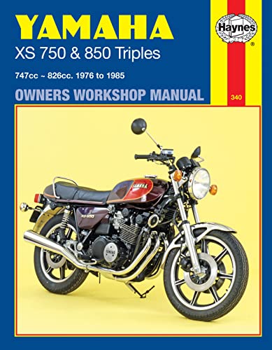 Haynes workshop manual cover for Yamaha XS750 and 850 motorcycles featuring a vintage motorcycle.