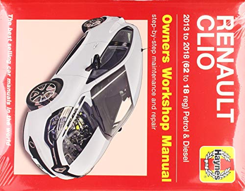 Image of a paperback book with a car manual cover and Renault Clio illustrations.