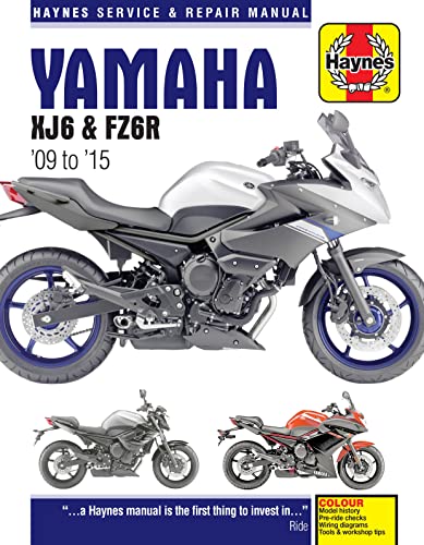 Cover of a Haynes repair manual for Yamaha XJ6 and FZ6R motorcycles.