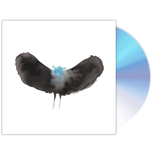 CD cover with abstract black and blue watercolor bird image.