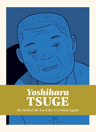 A blue-toned illustration of a crying man with text overlay on a gold banner.