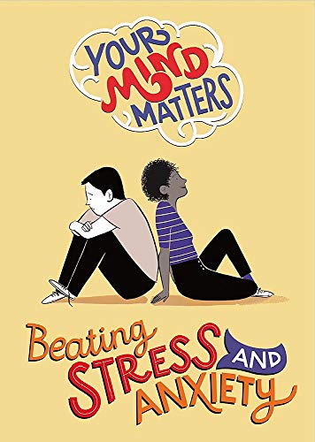 Book cover with two people sitting back-to-back, text reading "Beating Stress and Anxiety".