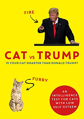 Book cover featuring Donald Trump and a tabby cat, with bold text.