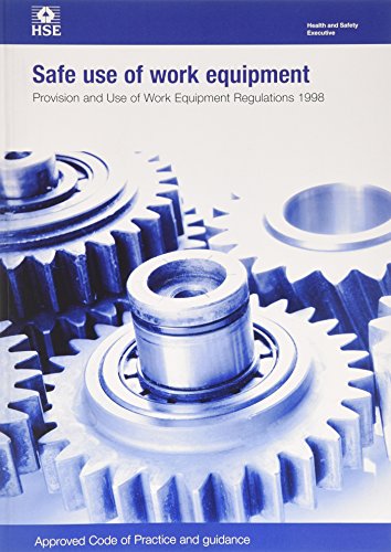 Blue cover of “Safe use of work equipment” guidance with gears.