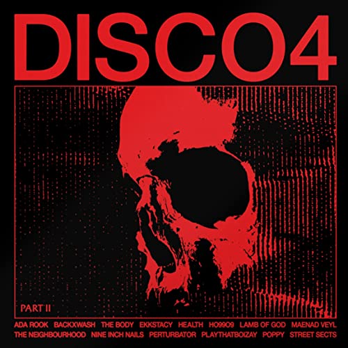 CD cover: "DISCO4" with a red skull graphic and artist names below.