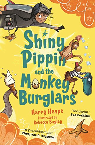 Book cover featuring a girl in a jetpack and monkeys stealing jewelry.